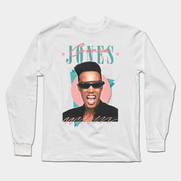 Grace Jones  //  80s Faded Style Aesthetic Design Long Sleeve T-Shirt by DankFutura